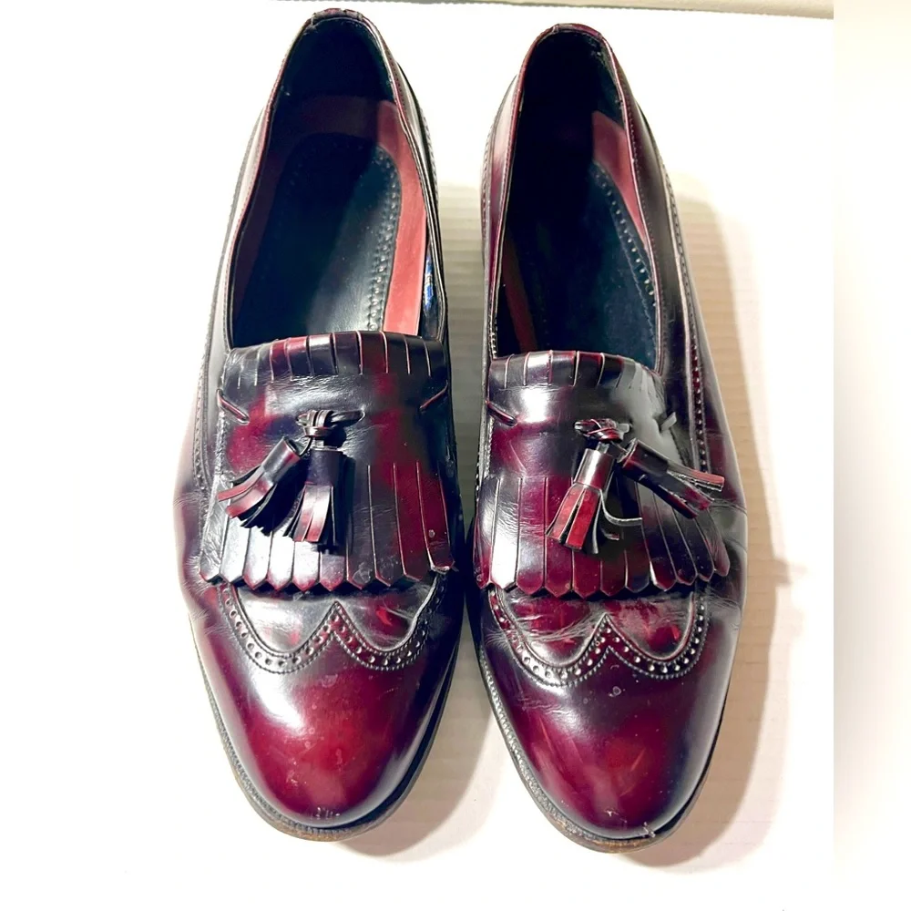 Florsheim Wingtip Tassel Loafers Men’s 10 Brown Burgundy‎ Dress Shoes Office
